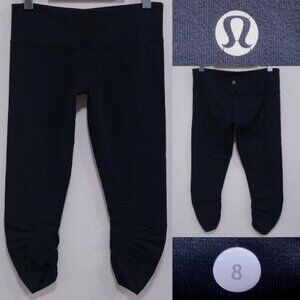 Lululemon Wunder Under Crop 8 Medium Woman's Ruffle Skinny Capri Black Leggings